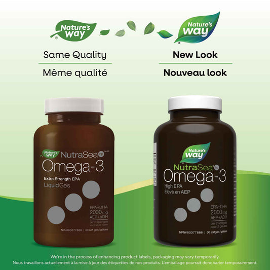 Nature's Way NutraSea HP Omega 3 Extra Strength Supplement with Fish Oil – Fresh Mint Flavour – Heart & Brain Support for Adults and Kids 9+ – 60 Softgels 🍁 All In One Marketplace Canada