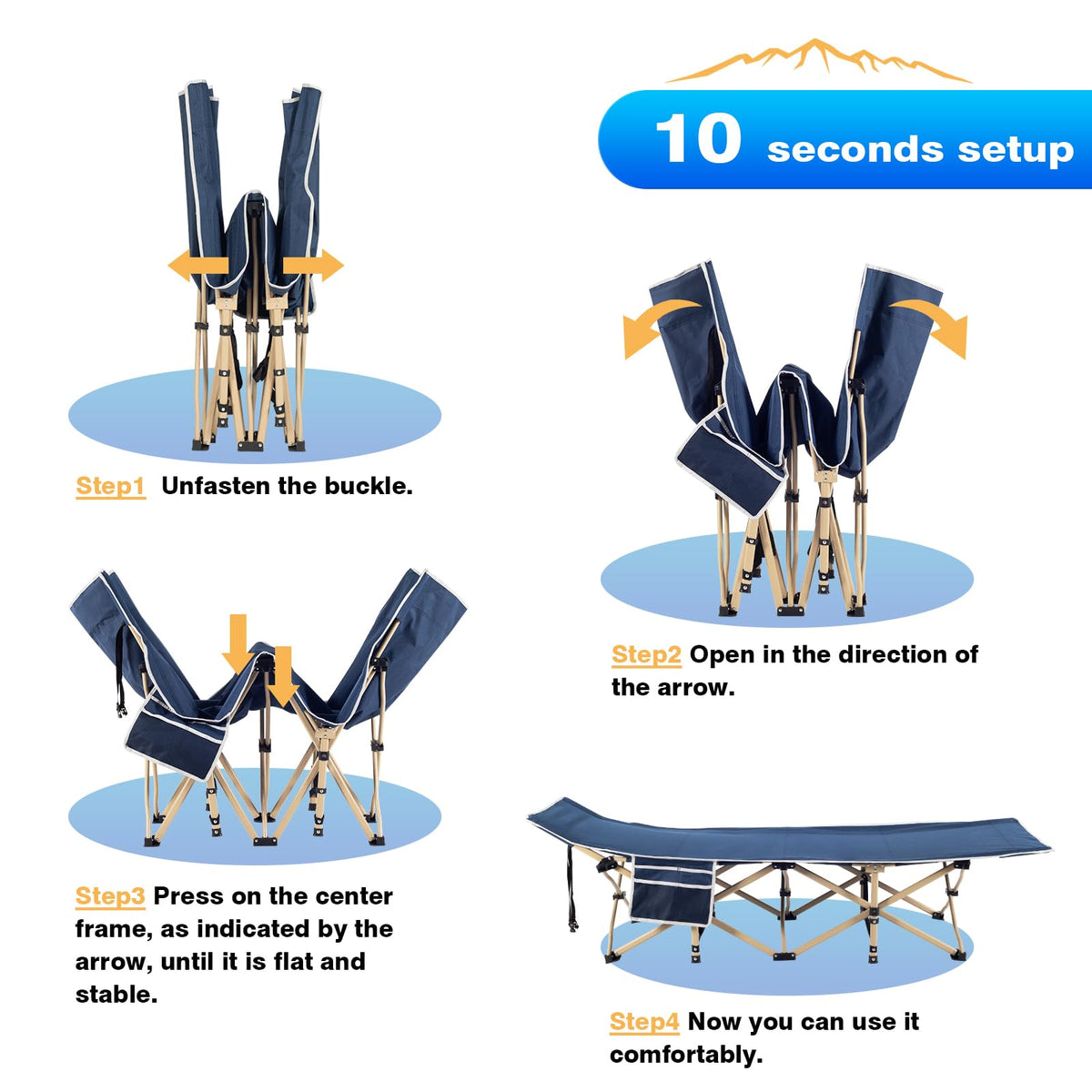 Overmont Camping Cot with Cushion - 28โ Extra Wide Folding Cots for Adults Load 550 LBS with Carry Bag - Double Layer 2400D Oxford Sleeping Bed for Outdoor Travel Home Office Nap ๐ All In One Marketplace Canada