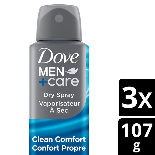 Dove Men+Care Antiperspirant Dry Spray deodorant for 72H sweat & odour protection Clean Comfort with Triple Defense Technology, 107g (Pack of 3) 🍁 All In One Marketplace Canada