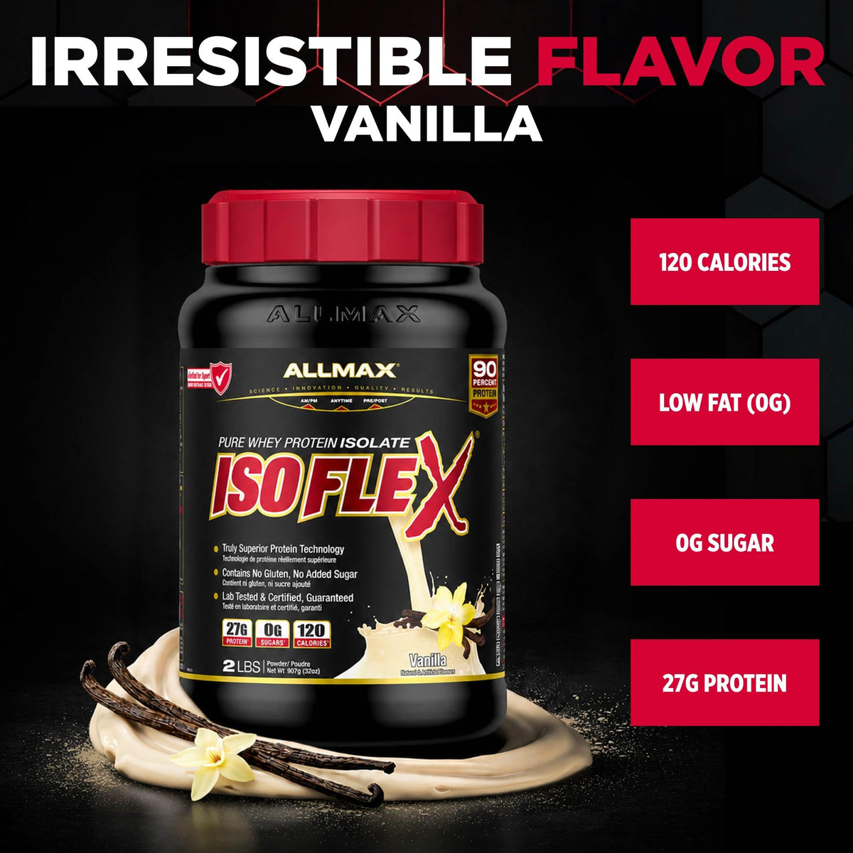 ALLMAX ISOFLEX Whey Protein Isolate, Vanilla, 2 lb đ All In One Marketplace Canada