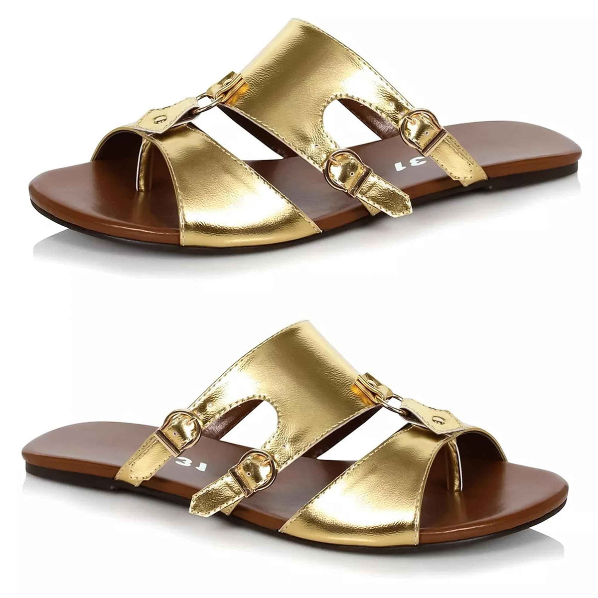 Ellie Shoes Mens Sparta Flat Gladiator Halloween Sandals, Gold, X-Large