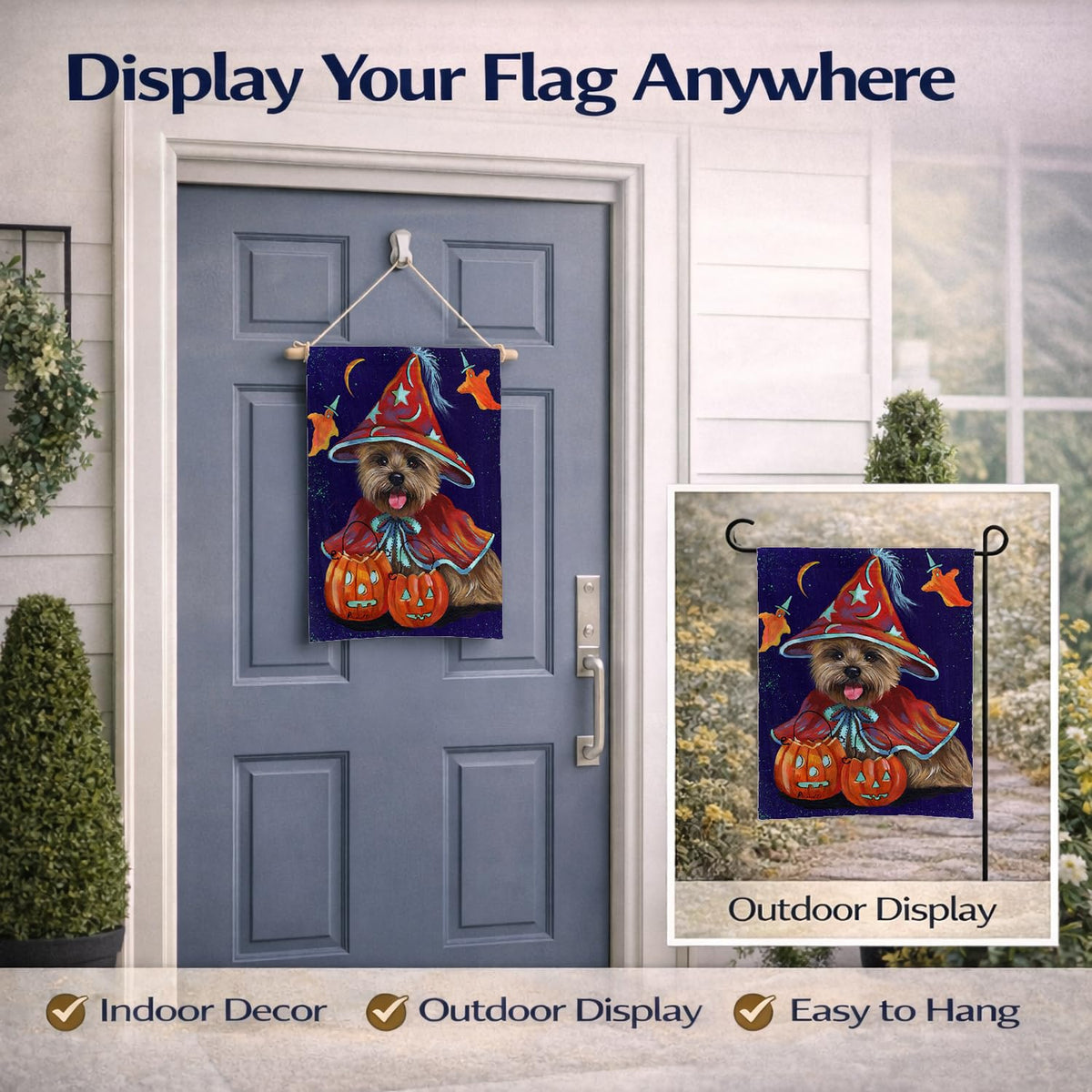 Caroline's Treasures PPP3061GF Cairn Terrier Halloween Witch Garden Outdoor-Flags, Multicolor