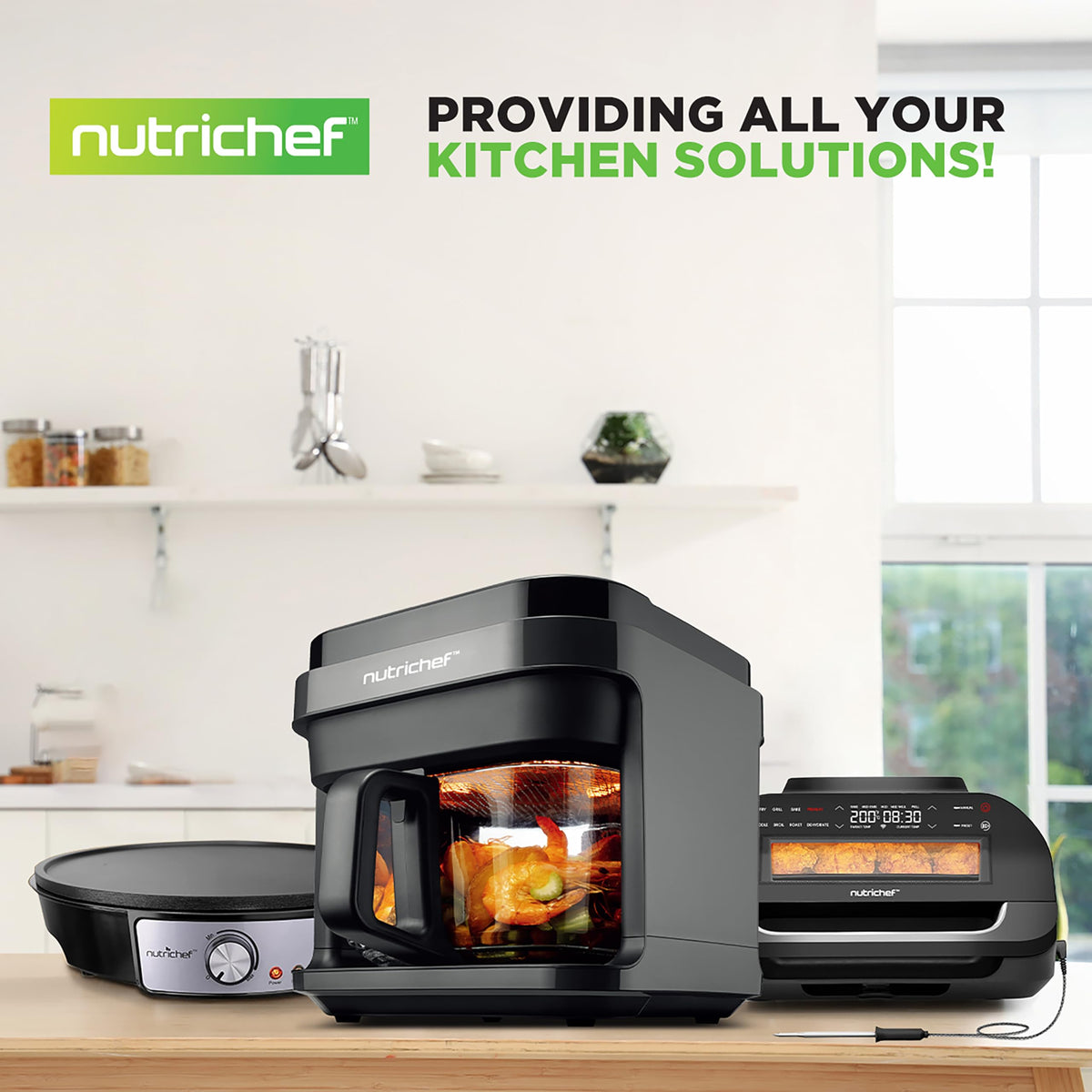 Nutrichef 5.8 Quart Air Fryer | 8-1 Preset Cook Modes | Transparent Fry Bowl for Best Cooking Results | Cook Shrimp, Steak, Fries, Wings, Chicken & More | Precise Temperature Control & Time | Black ๐ All In One Marketplace Canada