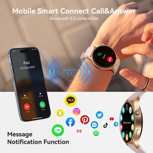 aeac Smart Watch for Women, AMOLED Ultra-Clear Screen Activity Trackers with Heart Rate/Sleep/SpO2 Monitor, Waterproof Fitness Smartwatch for iPhone/Samsung/Android(Pink Gold) 🍁 All In One Marketplace Canada