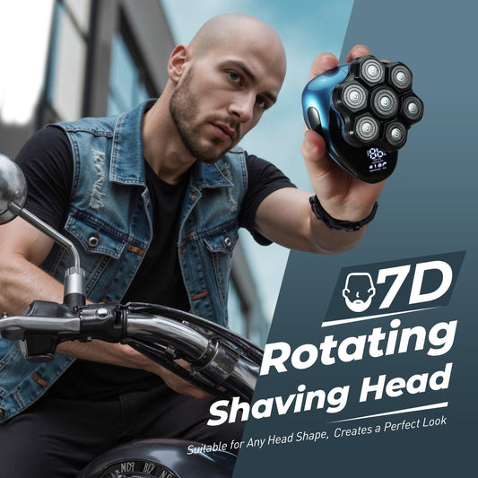 Xcdgiogw 𝟕𝐃 𝐄𝐥𝐞𝐜𝐭𝐫𝐢𝐜 𝐇𝐞𝐚𝐝 𝐒𝐡𝐚𝐯𝐞𝐫: Head Shavers for Bald Men - Waterproof Wet Dry Razor for Men Daily - Smart LED Display, 90-Min Runtime & Type-C - 𝐂𝐥𝐚𝐬𝐬𝐢𝐜 𝐌𝐨𝐭𝐨𝐫𝐜𝐲𝐜𝐥𝐞 𝐒𝐭𝐲𝐥𝐞 🍁 All In One Marketplace Canada