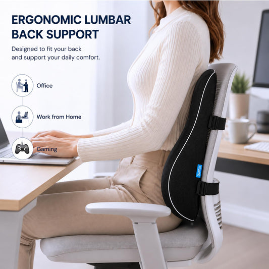 QUTOOL Lumbar Support Pillow for Office Chair, High-Density Memory Foam Back Cushion with Dual Adjustable Straps, Breathable 3D Mesh Cover, Ergonomic Back Support for Everyday Sitting 🍁 All In One Marketplace Canada