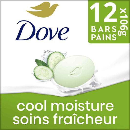 Dove Cool Moisture Beauty Bar Soap Cucumber Green Tea Scent, 106g, 12 Bars 🍁 All In One Marketplace Canada
