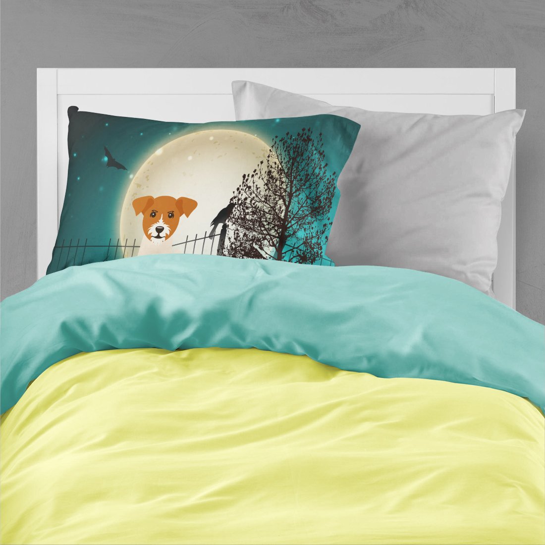 Caroline's Treasures BB2298PILLOWCASE Halloween Scary Jack Russell Terrier Fabric Standard Pillowcase Lightweight Super Soft Easy Care Decorative Artwork Pillowcase, Standard