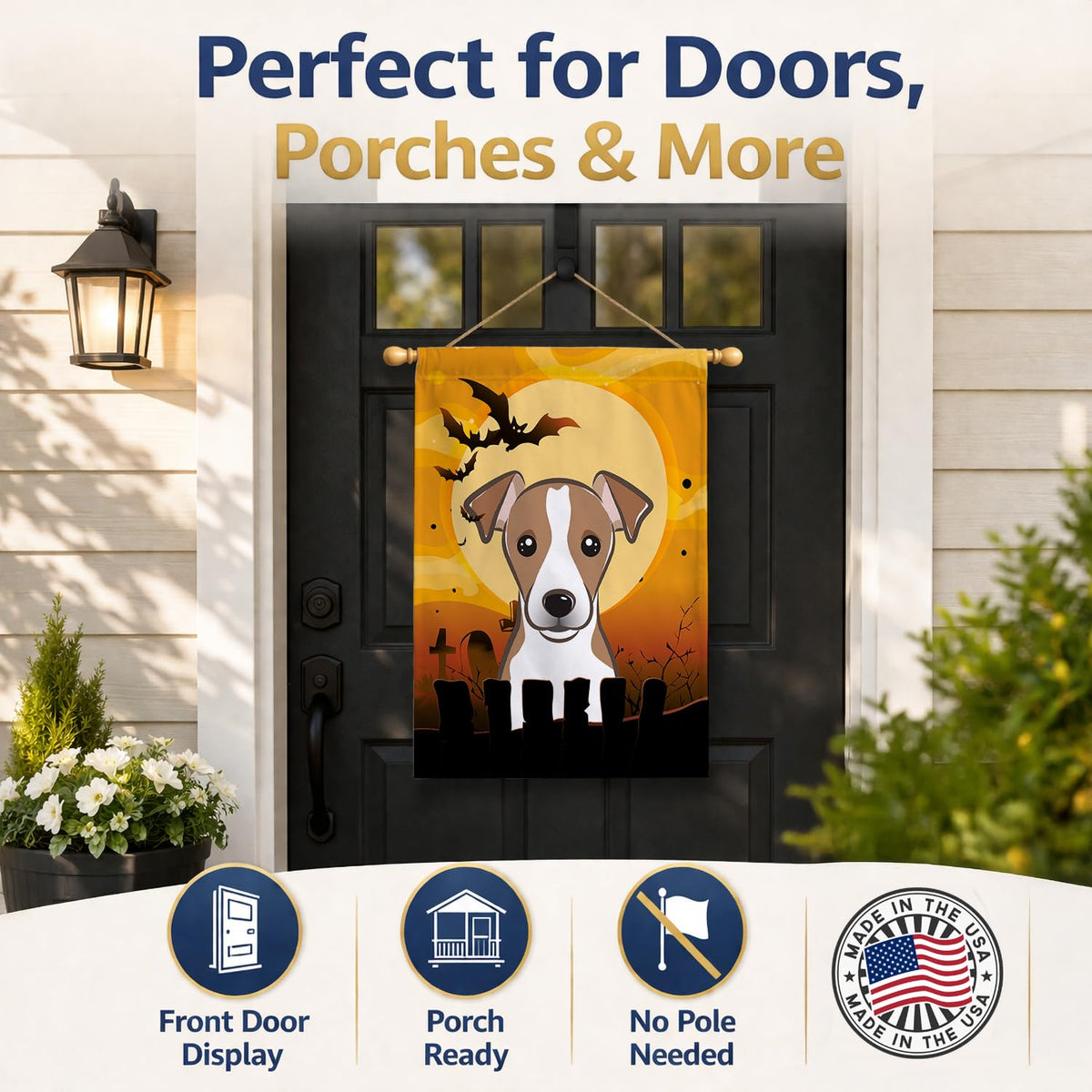 Caroline's Treasures BB1818CHF Halloween Jack Russell Terrier Canvas House Size Flag, Multicolor, Large