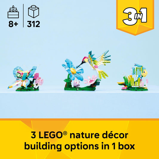 LEGO Creator 3 in1 Wild Animals: Colorful Hummingbird Building Toy for Girls, Boys, & Kids, Ages 8+ - Build a Bird, Butterfly, or Tropical Fish - Gift Idea for Birthdays - 31384 🍁 All In One Marketplace Canada