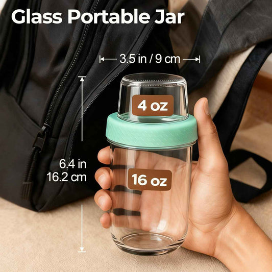 ComSaf Overnight Oats jars with Lids (16oz+4oz 2Pcs), Dual-Laryer Chia Pudding Jars with Dry and Wet Separation, Yogurt Parfait Contianer for Oatmeal Cereal Nut Fruit, Meal Prep Glass Jars for Salad 🍁 All In One Marketplace Canada