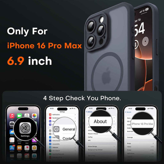 TOCOL Magnetic for iPhone 16 Pro Max Case, Upgraded Full Camera Protection, Fit for MagSafe, Rugged Phone Case for iPhone 16 Pro Max 6.9 Inch, Drop Protection, Anti-Scratch, Black 🍁 All In One Marketplace Canada