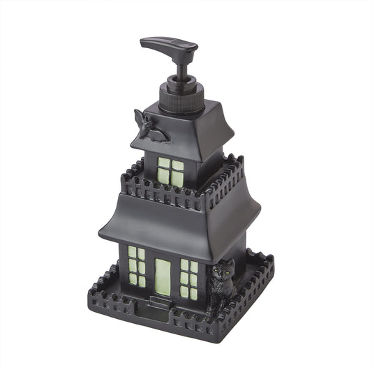SKL Home Halloween Haunted House Glow-in-The-Dark Soap Dispenser, Black