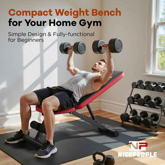NICEPEOPLE Foldable Basic Weight Bench for Home Gym, Workout Bench with 8 Backrests, 660LBS Weight Capacity Adjustable Bench 🍁 All In One Marketplace Canada