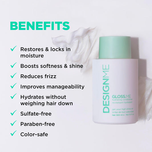 Design.Me GLOSS.ME Hydrating Conditioner | Moisturizing with Hemp & Argan Oil for Dry, Damaged Hair | Adds Softness, Shine & Smooths Frizz | Conditioner for All Hair Types, Color Safe 🍁 All In One Marketplace Canada