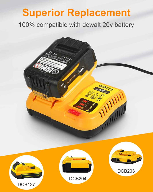 Replacement for Dewalt 20V Max Battery Charger DCB112, Compatible with Dewalt 12V 20V Max Lithium Battery DCB203 DCB204 DCB205 DCB205 DCB120 DCB123 DCB125 DCB127 DCB112 DCB115 DCB118 DCB102 DCB104 🍁 All In One Marketplace Canada