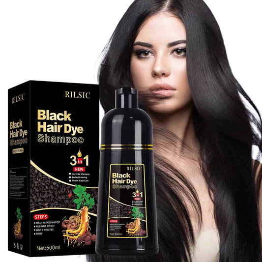 500ML Hair Color Shampoo for Women Men, Hair Dye Shampoo for Grey Hair Beard Coverage, Instant Colour Shampoo 3 in 1 - Long Lasting - Natural - Hair Coloring Hair in Minutes (Natural Black) 🍁 All In One Marketplace Canada