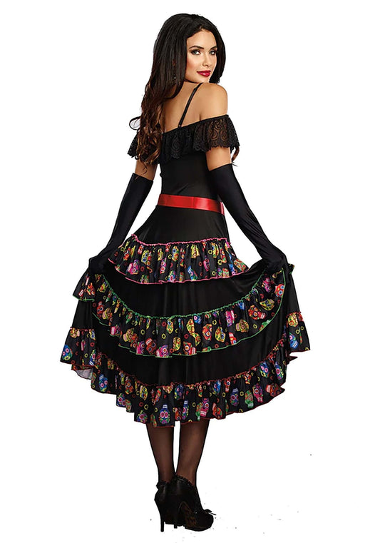 Dreamgirl Womens Lady of the Dead Costume, Adult Day of the Dead Halloween Costume X-Large