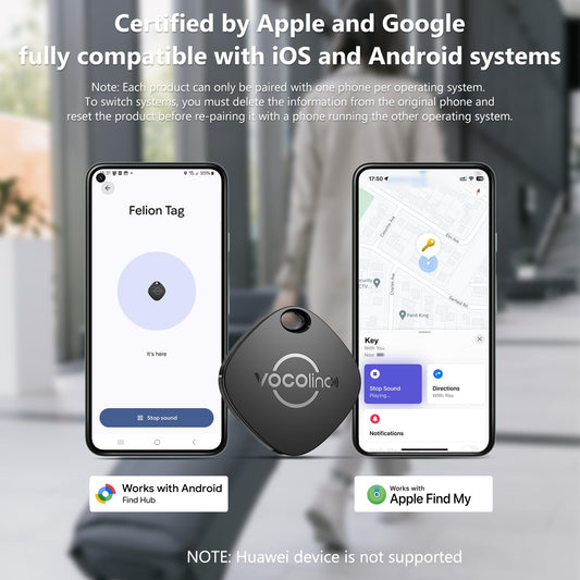 VOCOlinc Air Tracker Smart Tags for Android & iOS 4 Pack, New Dual System Bluetooth Tracker Works with Google Find Hub or Apple Find My App, Key Finder, Backpack, Suitcases, Replaceable Battery 🍁 All In One Marketplace Canada