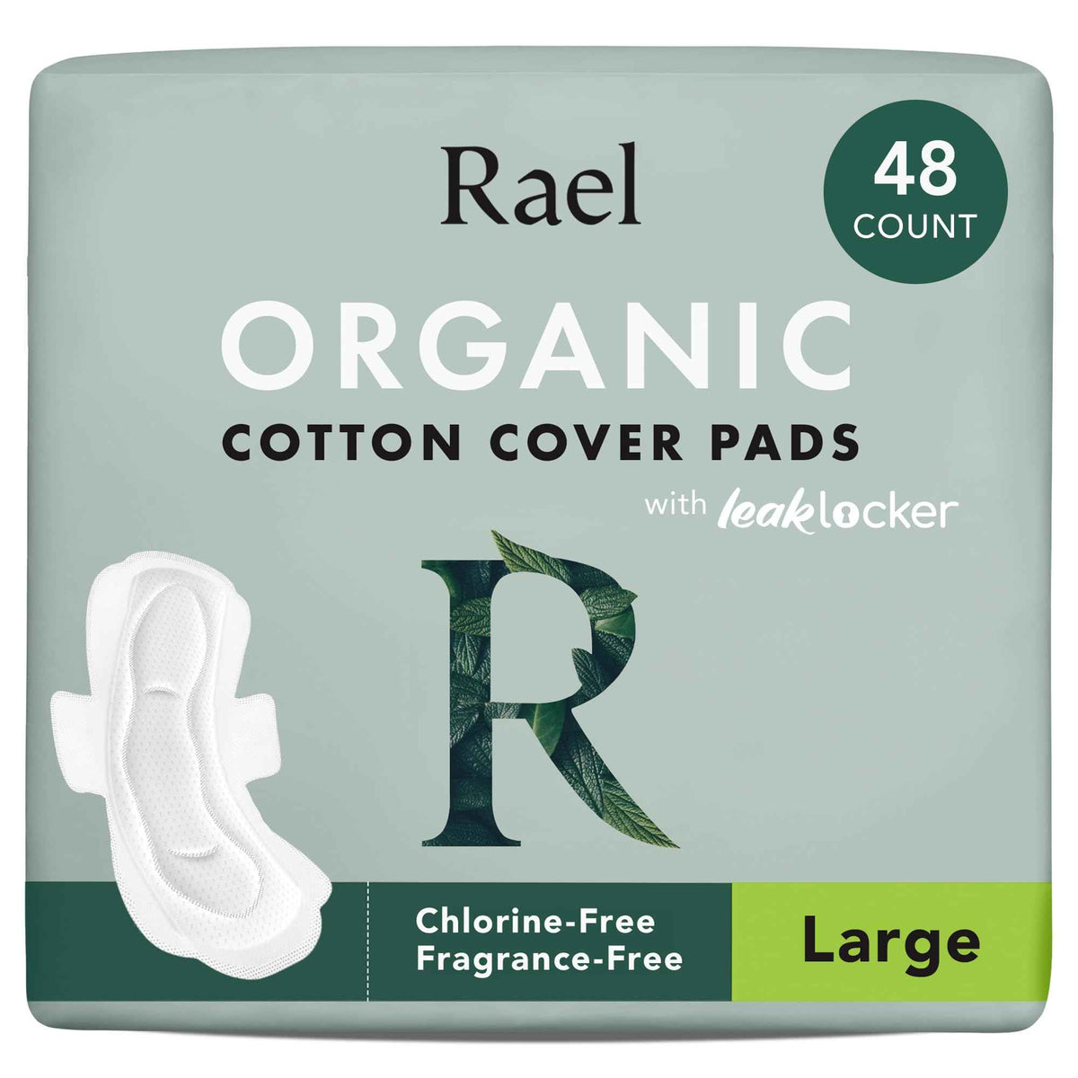 Rael Organic Cotton Cover Pads - Heavy Absorbency, Unscented, Ultra Thin Pads with Wings for Women (Large, 48 Count) 🍁 All In One Marketplace Canada