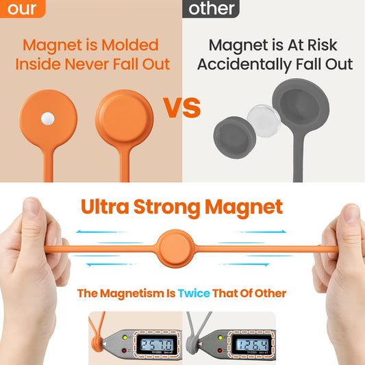 Reusable Silicone Magnetic Cable Ties - 2 Sizes Combo (4pcs 2.95'' + 4pcs 7.68'') - Multi-Purpose for Cable Bundling, Organizing, Bookmarks & Fridge Magnets - Assorted Colors, 8-Pack (8) 🍁 All In One Marketplace Canada