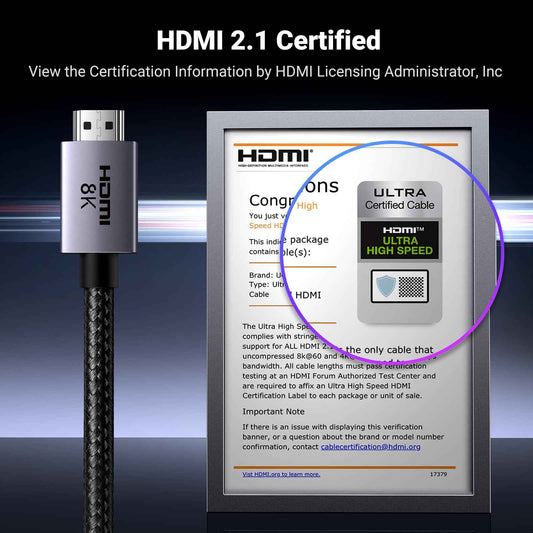 UGREEN 10K 8K HDMI 2.1 Cable 48Gbps 6.6FT, Certified 8K@60Hz 4K@120Hz 144Hz High Speed Gaming Cable Braided Cord, eARC HDCP 2.3 Dynamic HDR Compatible for HDTV/PS5/Xbox/SoundBar/RTX3090/Blu-ray 🍁 All In One Marketplace Canada
