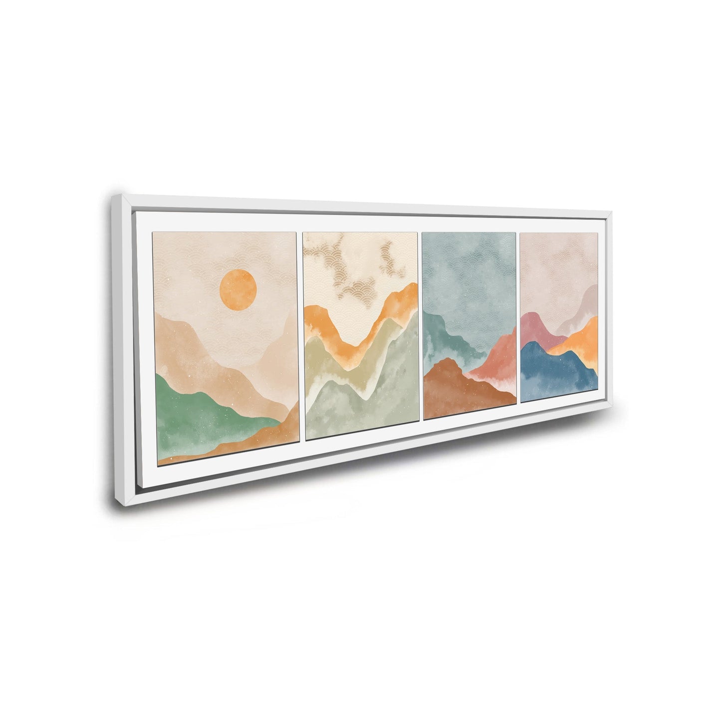 Wandkunst 4-Szenen-Landschaft auf Leinwand - Abstrakt minimalistische Kunst - Große Wanddekoration - RGB Lack