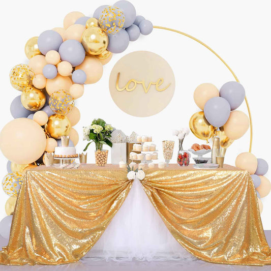 B-COOL Sparkly Drape Tablecloth Gold Tablecloths Sequin Fabric Table Cloth for Ceremony Party Halloween 50x80 Inch