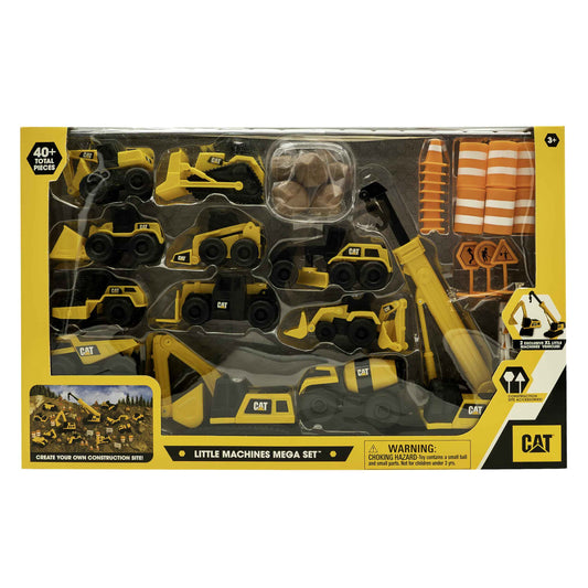 CAT Construction Toys, Little Machines Mega Set – 40+ Pieces with XL Crane & Excavator, 10 Mini Vehicles, Road Signs, Cones, Boulders & Barricades, Indoor/Outdoor STEM Toy for Kids Ages 3 + 🍁 All In One Marketplace Canada