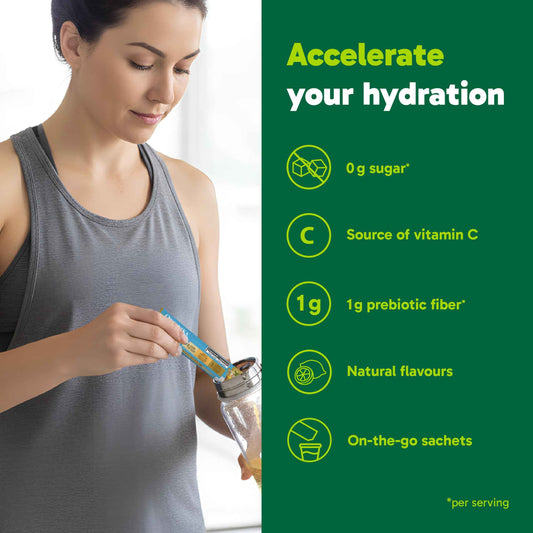 Organika Canadian-Made Electrolytes Powder with Vitamin C & Prebiotic Fibre - Sugar-Free Hydration Drink Mix - Lemon Iced Tea - 20 Single-Serve Sachets x 3.5g 🍁 All In One Marketplace Canada