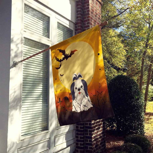 Caroline's Treasures BB4354CHF Halloween Shih Tzu Black White Flag Canvas House Size, Large, Multicolor