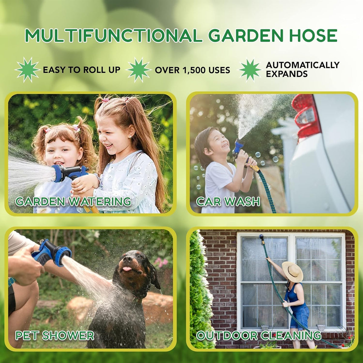 100ft Garden Hose with 10 Function Spray Nozzle, Expandable Garden Hose, 3/4" Easy Removal Solid Brass Connector, Flexible Water Hose, Extra Durable Material, Black&Blue by Luft š All In One Marketplace Canada