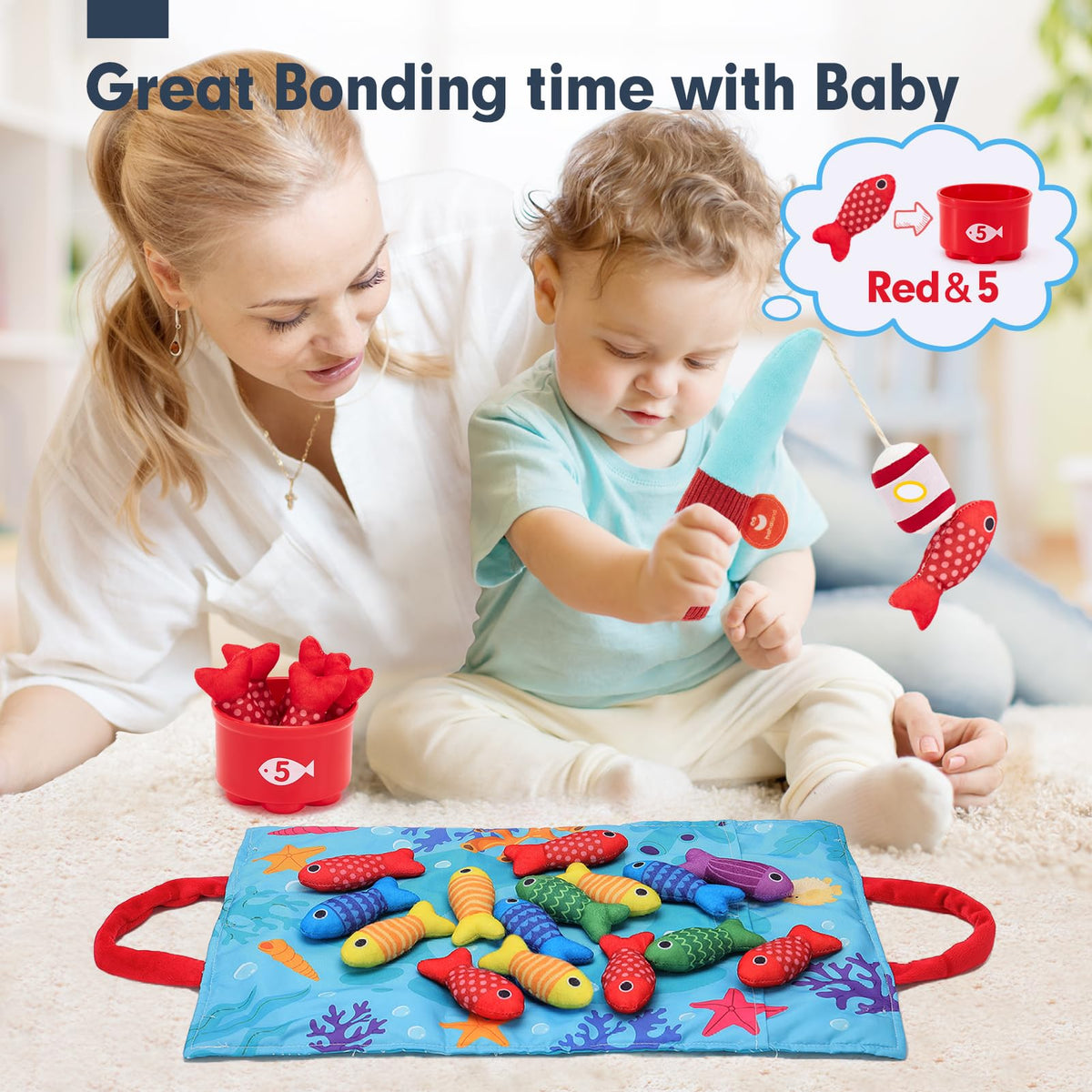 hahaland Montessori Toys for 1 Year Old - Toddler Toys for 1 2 Year Old Boys Girls Toy, Montessori Educational Baby Toy 6-12-18 Months, 10 in 1 Fishing Game with Baby Stacking Cups đ All In One Marketplace Canada