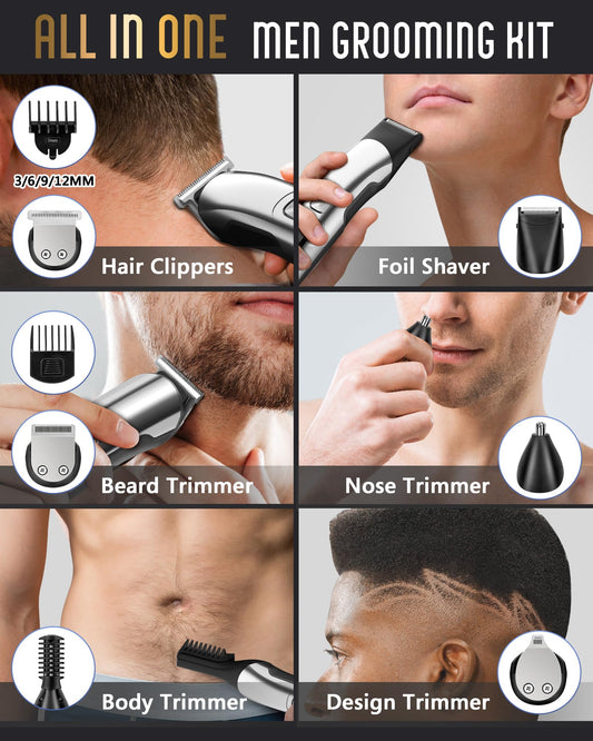 Ufree Beard Trimmer for Men, Waterproof Electric Razor Shaver for Nose, Body, Face and Mustache, Cordless Hair Clippers Men Grooming Kit, Gifts for Husband Father Silver 🍁 All In One Marketplace Canada