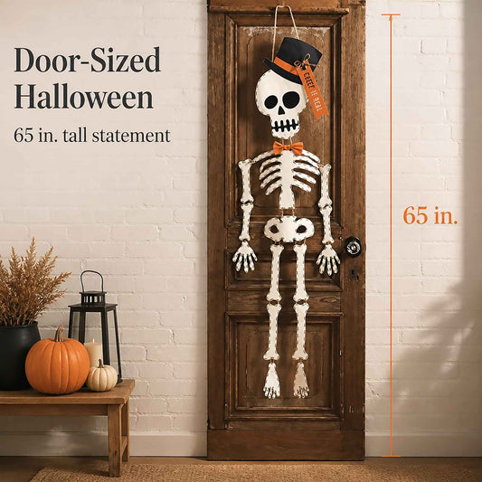 Mud Pie Skeleton Halloween Door Hanger, 65", White