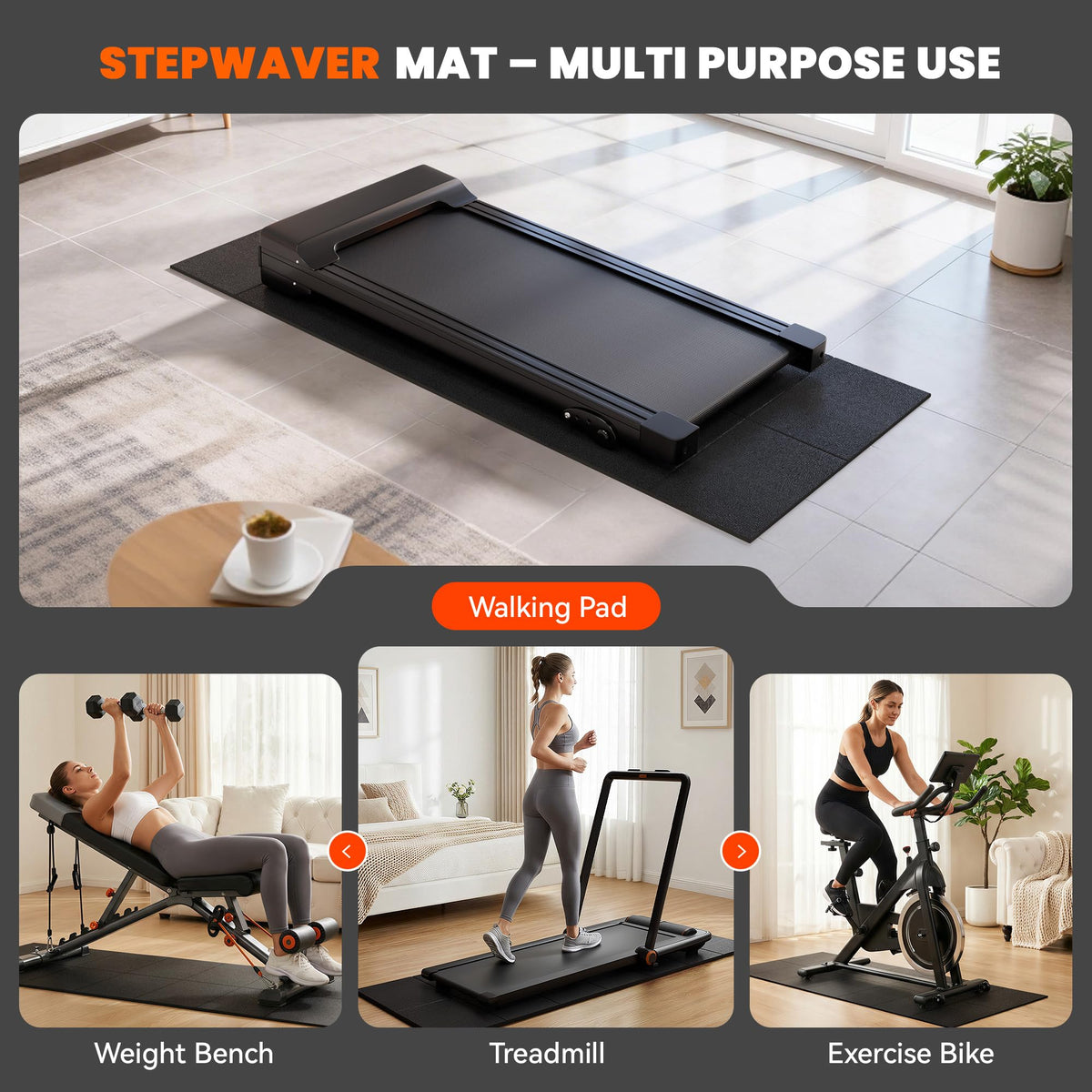 Stepwaver Walking Pad Mat for Carpet, Treadmill Mat for Hardwood Floors, High Density, 1/4 Thickness, Foldable, Floor Protection for Bike, Elliptical, Treadmill đ All In One Marketplace Canada