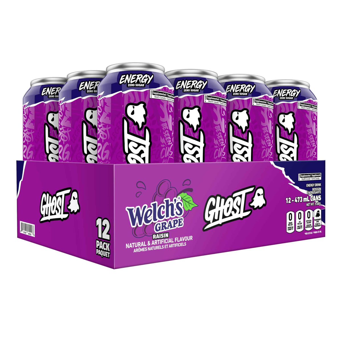 Ghost Energy Drink, Welch’s Grape Flavour, Pack of 12 Cans 🍁 All In One Marketplace Canada