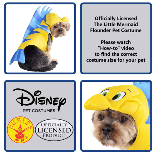 Rubies Disney Little Mermaid Flounder Pet Costume for Themed Parties and Halloween, As Shown, Large