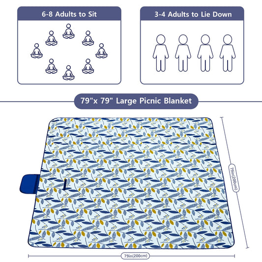 Habaylin Picnic Blanket Large, 79"X79" Waterproof Extra Large Beach Blanket, Foldable Picnic Blanket for Hiking, Party, Camping on Grass Sandproof Handy Picnic Mat 🍁 All In One Marketplace Canada