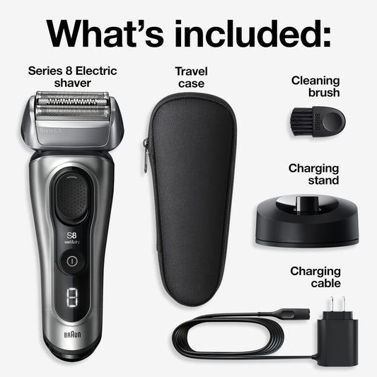 Braun Series 8 Electric Shaver for Men with Precision Long Hair Trimmer, Wet and Dry Electric Razor with Charging Stand and Travel Case, 8517s Galvano Silver 🍁 All In One Marketplace Canada