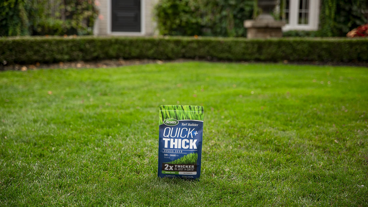 Scotts Turf Builder Quick + Thick Grass Seed (Sun and Shade Mix), 2.8kg (403 sq Meters / 4,347 sq feet Coverage) | Grow a Thick, Green Lawn Fast. for Areas That Experience Sun & Shade 🍁 All In One Marketplace Canada