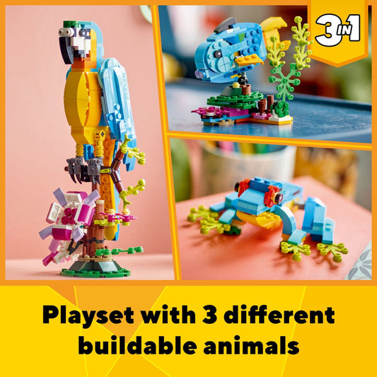 LEGO Creator 3 in 1 Exotic Parrot Building Toy Set, Transforms to 3 Different Animal Figures - from Colorful Parrot, to Swimming Fish, to Cute Frog, Creative Toys for Kids Ages 7 and Up, 31136 🍁 All In One Marketplace Canada