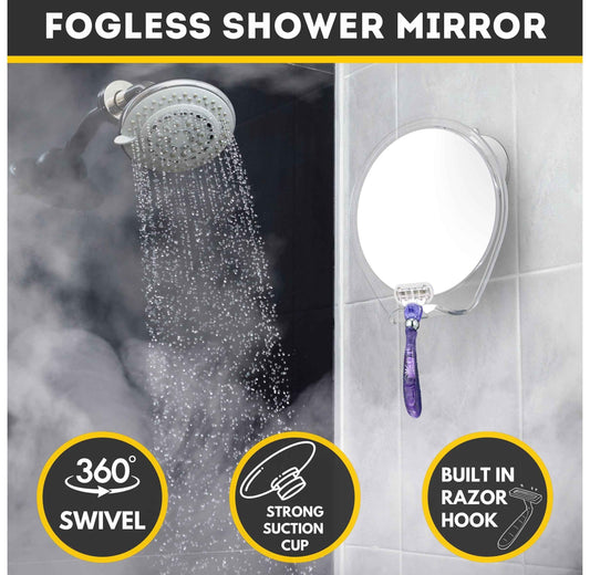 HONEYBULL Fogless Shower Mirror with Suction Mount & Swivel – Anti-Fog Acrylic Bathroom Mirror for Shaving – Built-in Razor Holder, Easy Install, Home Shower Accessory (White) 🍁 All In One Marketplace Canada