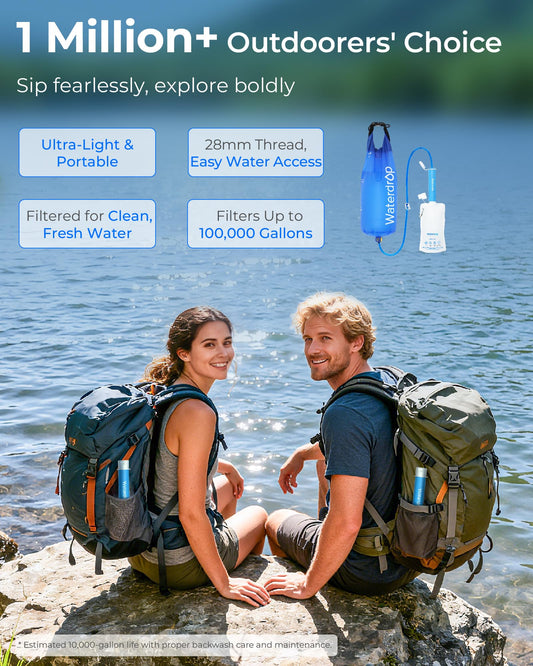 Waterdrop Gravity Water Filter Straw, Camping Water Filtration System, Water Purifier Survival for Travel, Backpacking and Emergency Preparedness, 1.5 gal Bag, 0.1 Micron, 5 Stage Filtration 🍁 All In One Marketplace Canada