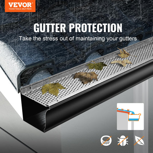 VEVOR Gutter Guard, 5 inch Width, Aluminum Leaf Filter DIY Gutter Cover, 13 PCS 52 ft Total Length, 0.157'' Hole Diameter & 0.02'' Thick Fits Any Roof or Gutter Type 🍁 All In One Marketplace Canada