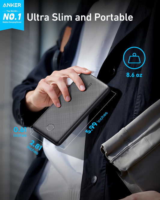 Anker Power Bank(PowerCore 10K),Compact Travel-Ready 10,000mAh Battery Pack with PowerIQ Charging Technology,5V/3A High-Speed Charging for iPhone,iPad,and More (USB-C Input and Output(Black),1pack) 🍁 All In One Marketplace Canada