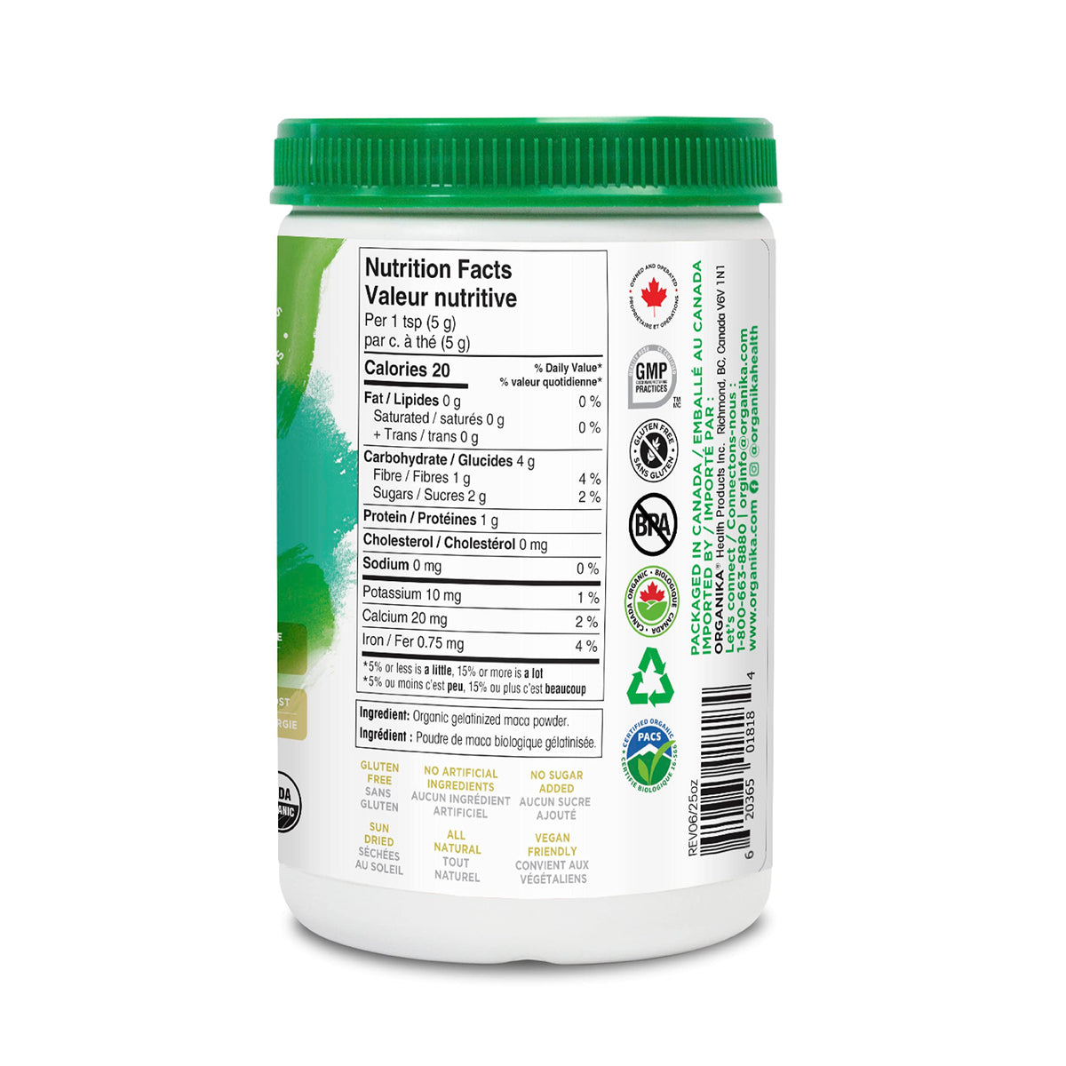 Organika Maca Certified Organic Powder- Gelatinized for High Bioavialability, Hormone Balance, Adaptogen to Help with Stress and Energy- 400g ๐ All In One Marketplace Canada