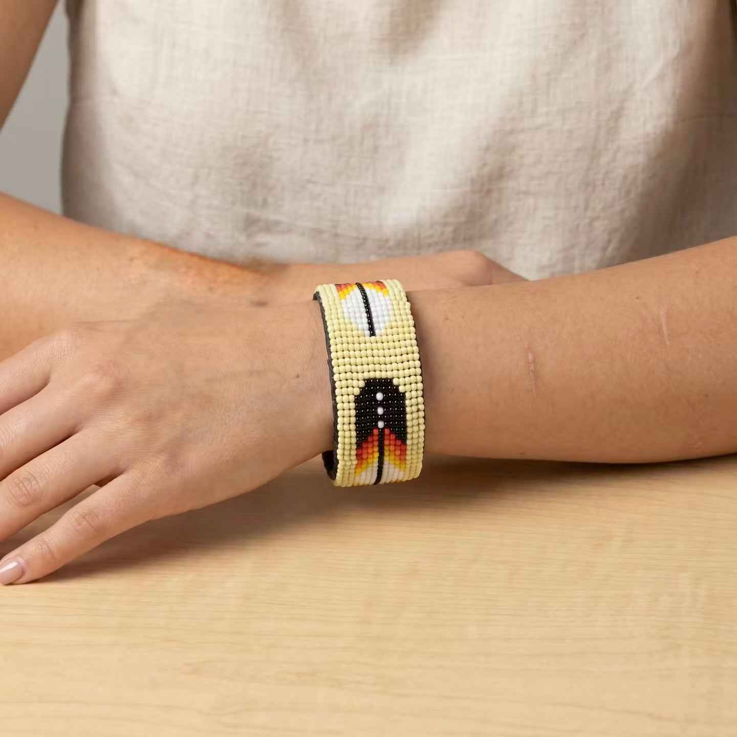 Beaded Cuff Bracelet(Yellow)