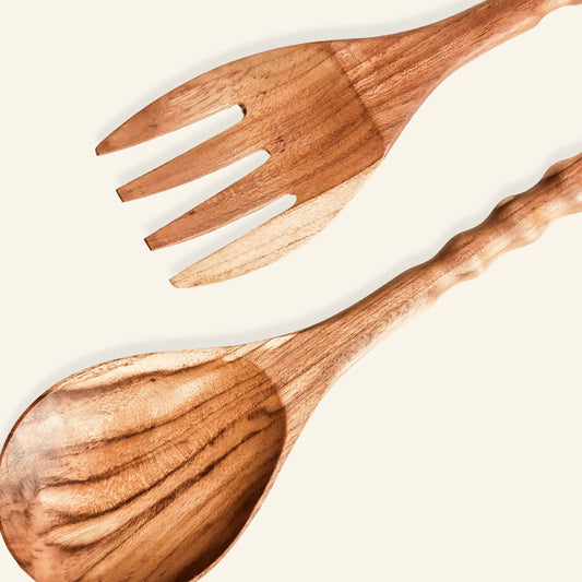 Besteckset aus Holz (Gabel und Löffel)