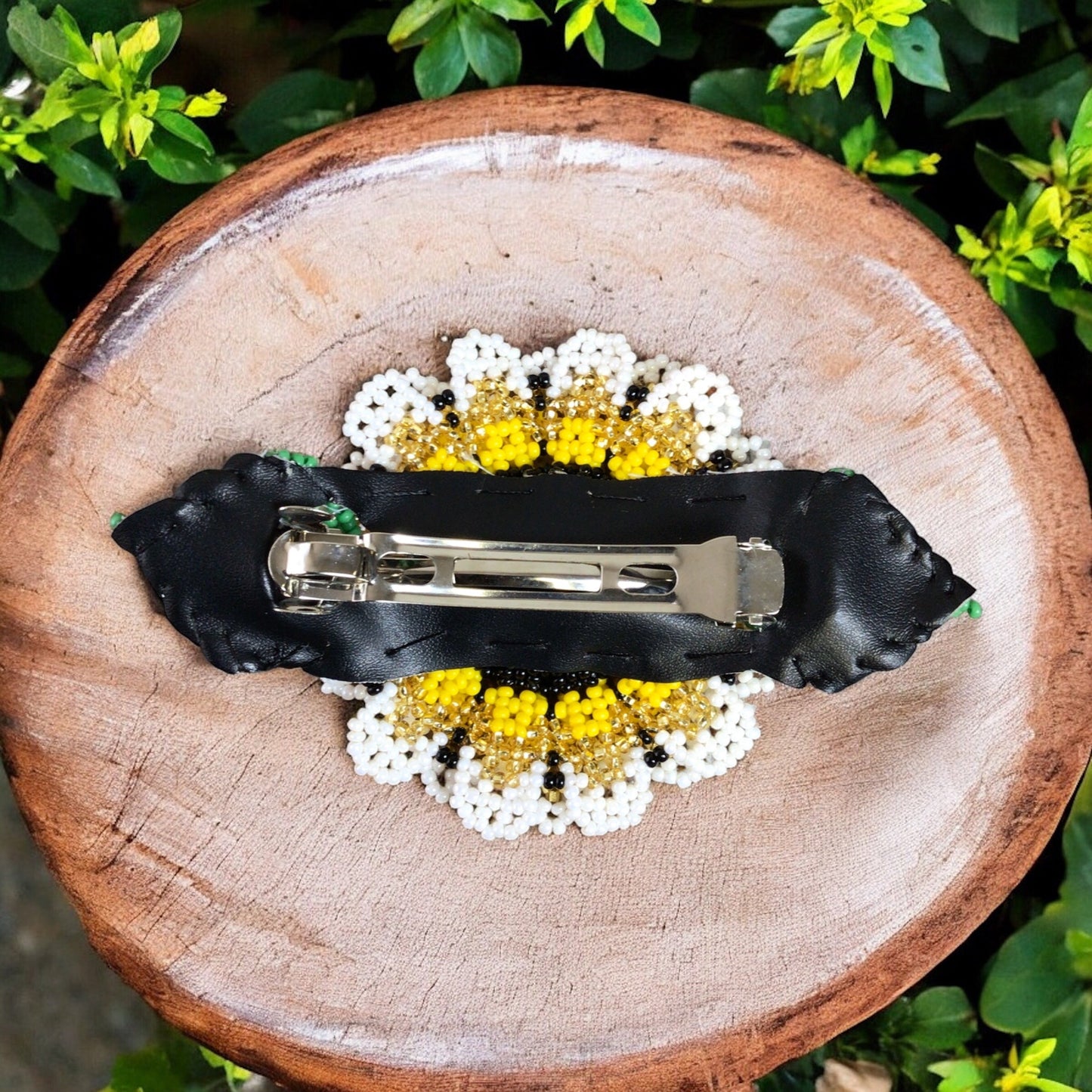 Handmade Beaded Sunflower Hair Clip- Bright Yellow